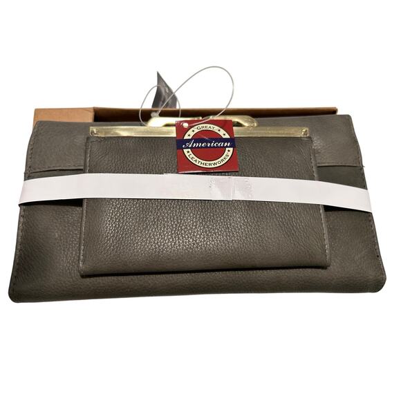 Great American Leather Works Women's Gray RFID Clutch Wallet Checkbook - Picture 4 of 7